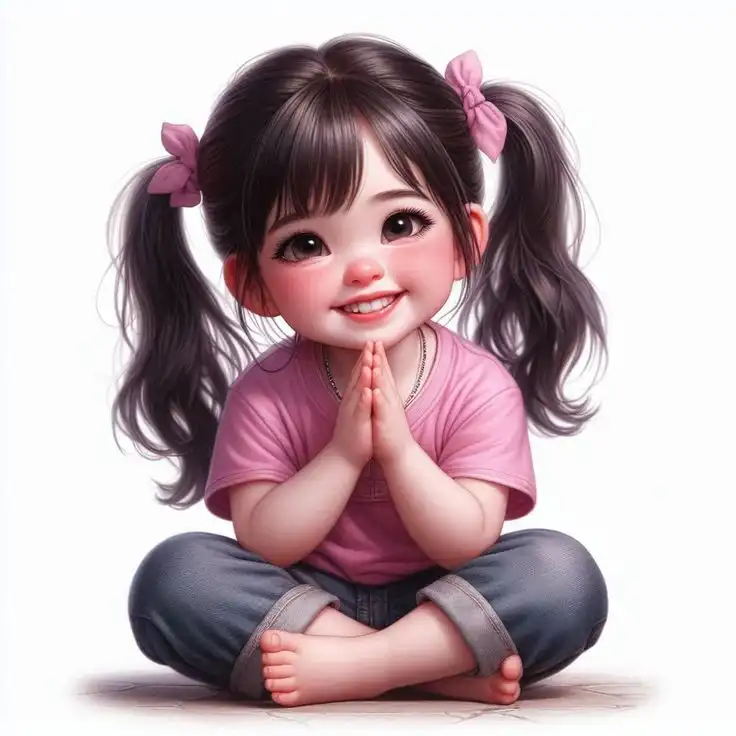 confident girl cartoon alone cute dp